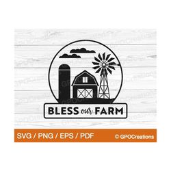 farm svg, bless our farm  svg, farm scene svg, farm cut file, farm life svg, farm clipart, barn svg, windmill svg, farm