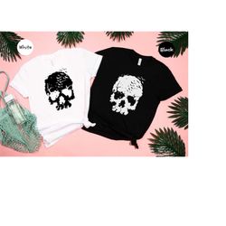 Halloween Skull Shirt, Skull Shirt, Skull with Birds Shirt, Halloween Party Shirt, Cute Halloween Shirt, Cute Skull Shir