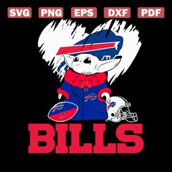 Baby Yoda Love Buffalo Bills Svg, Sport Svg, Baby Yoda Svg, Star Wars Svg, Buffalo Bills Svg, Buffalo Bills Logo Svg, Bu