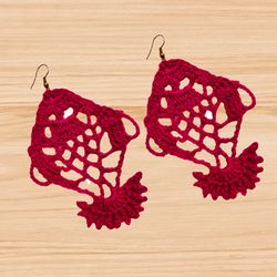 Crochet fish earrings pdf pattern
