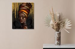 African Black Woman Canvas Wall Art,African Art,Modern Home Decor,African American Home Decor,African Wall Decor