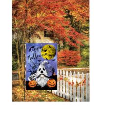 Halloween Sublimation, Halloween Gnome Garden Flag Design, Halloween PNG Design, 12' x 18' Garden Flag Design, Digital D