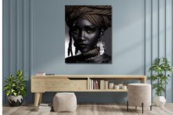 Black Woman Art, Living Room Canvas Wall Art,Print Artwork, Afro, african woman prints, Black Woman Make Up Home Decor G
