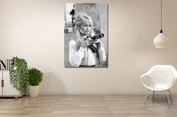 Brigitte Bardot CanvasBlack and White PhotographyBrigitte Bardot PosterVintage Design PrintRetroBardot Classic Beauty Ca