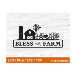 farm svg, bless our farm  svg, farm life svg, farm scene svg, farm cut file, farm clipart, barn svg, windmill svg, tract