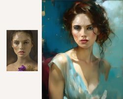 Realistic digital oil painting art portrait, Custom portrait from photo,  Digital art