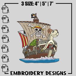 Going Merry embroidery design, One Piece embroidery, anime design, logo design, anime shirt, Digital download