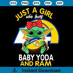 Just A Girl Who Loves Baby Yoda And Los Angeles Rams Svg, Sport Svg, Girl Svg, Baby Yoda Svg, Love Svg, Star Wars Svg, L