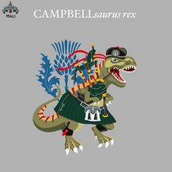 Clanosaurus Rex CAMPBELLsaurus Campbell Ancient Blue Family Tartan Sublimation PNG Download