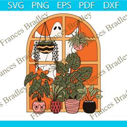 Retro Gardening Ghost With Plants SVG Cutting Digital File