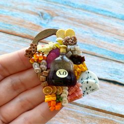 Magnet Miniature Charcuterie Board with Cognac Halloween Party