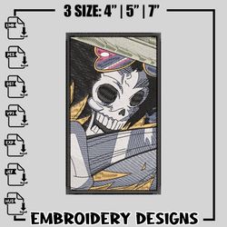 Brook embroidery design, One Piece embroidery, anime design, logo design, anime shirt, Digital download