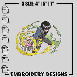 Rock lee Lighting embroidery design, naruto embroidery, anime design, logo design, anime shirt, Digital download