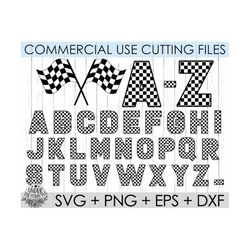 Checkered Alphabet Svg /Checkered Letters/ Racing Flag /Commercial Use SVvg/PNG/ Dxf/ Eps/ Cricut/Silhouette/Cut file/Vi