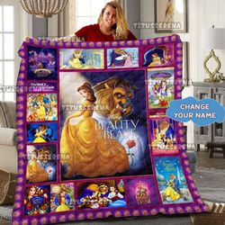 Custom Beauty and the Beast quilt Blanket,  Belle Princess Beauty and the Beast Fleece Blanket  Disney Belle Birthday Th