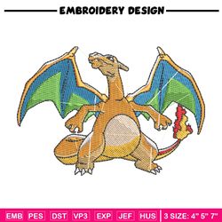 Charizard embroidery design, Pokemon embroidery, Anime design, Embroidery shirt, Embroidery file, Digital download