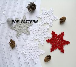 Snowflake ornament crochet pattern, Christmas ornament pattern, Lace snowflake decor diy tutorial