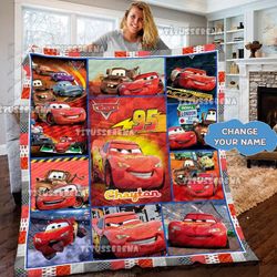 personalized cars lightning mcqueen quilt fleece blanket  lightning mcqueen blanket  cars birthday gifts for toddlers  c