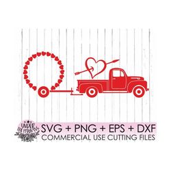 Valentines Red Truck SVG / Valentines Truck Monogram SVG / Valentines SVG Cutting File Svg / CriCut Files svg jpg png dx