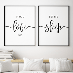 If You Love Me Let Me Sleep Print, Bedroom Print Set 2, Couple Bedroom Wall Decor, Funny Bedroom Prints, Bedroom Art