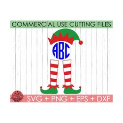 elf hat and feet christmas monogram svg / christmas svg/ elf dxf  /png / eps / elf clipart / santa svg/ silhouette cut f