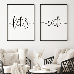 Let's Eat Print, Dining Room Wall Decor, Let's Eat Sign, Kitchen Wall Art, Kitchen Quote Printable, Kitchen Signs