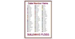 Sullivans Thread List by Color, Number, Name - Cross Stitch Chart - Sullivans Thread Charts - Inventory - Organizing