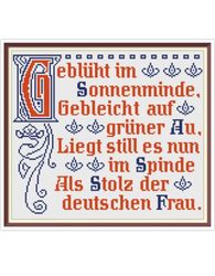 Slogan - Cross Stitch Pattern - Traditional German Maxims - Vintage Sampler PDF Counted. German Household Items