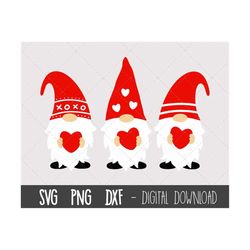 Valentines day svg, valentine gnomes svg, gnome svg, valentine svg, heart svg, three gnomes svg, valentines day gnome cl