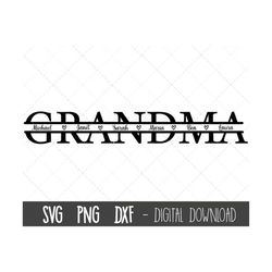 Grandma SVG, Grandmother svg, grandma split name frame svg, granny svg, grandma cut file, Mother's Day SVG, cricut silho