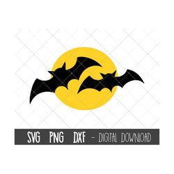 Bats svg, bats silhouette svg, moon svg, black bats svg, halloween bat svg, bats png, dxf, halloween bat cricut silhouet