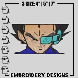 vegeta scouter embroidery design, dragon ball embroidery, logo design, anime design, anime shirt, Digital download