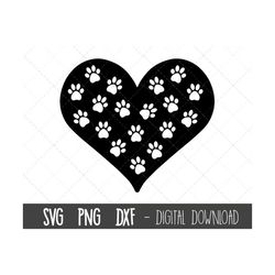 Paw Print heart SVG, Paw print svg, Dog Paw Svg, Dog Cat Paw print Svg, Dog paw clipart svg, png, dxf, paw print cricut