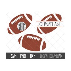 football svg bundle, football monogram, football clipart, ball svg, football name frame png, dxf, football cricut silhou