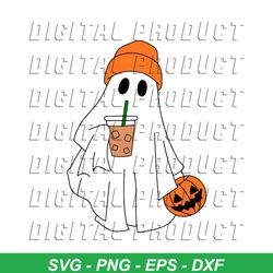 Vintage Ghost Drinking Coffee SVG Spooky Vibe SVG File