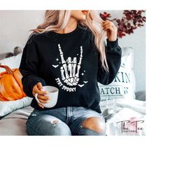 Stay Spooky Sweatshirt, Skeleton Hand Hoodie, Rock And Roll Birthday Party, Funny Halloween, Halloween Outfit, Gift For