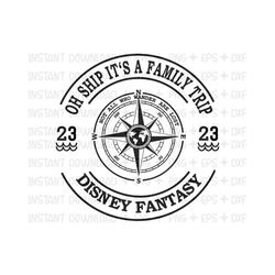 Oh Shp Tt s a Family Trp 2023, Fantasy Ship  Design Silhouette Cameo Vinyl Decal Magic Party Stencil Template Heat Trans