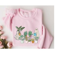 Ghost Plant Sweatshirt, Halloween Plant Lady Sweatshirt, Gardening Sweatshirt Gift, Crazy Plant Lady,Halloween Sweatshir