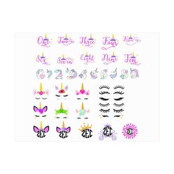 Unicorn Numbers/ Head/ Monogram/ Princess/ SVG/EPS/PNG/ Printable files/Clipart/ Sihlouette files/ Cuttable files/ Vecto