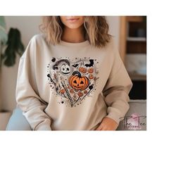 Halloween Heart Sweatshirt, Halloween Doddle Hoodie, Pumpkin Halloween, Cute Halloween Sweater, Halloween Lover Gifts ,