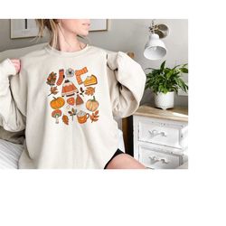 Autumn Doodle Sweatshirt, Autumn Sweatshirt, Autumn Little Things, Hello Fall  Sweatshirt, Fall Shirt for Women Hallowee
