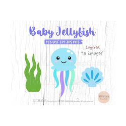 Cute Jellyfish SVG,Baby,Cut File,Layered,DXF,Sea Animal,Baby Shower,Birthday,CriCut,PNG,Kid,Vinyl,Silhouette,Instant dow