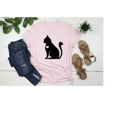 Cat Shirt, Cat Heart Shirt, Black Cat T-Shirt, White Cat Shirt, Cute Kitty Tee, Kitten T-shirt, Gift for Cats Lover, Cat