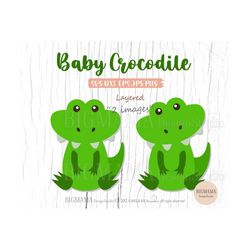 Baby Crocodile  SVG,Crocodile Svg For Cricut,Cut File,Layered,Alligator,DXF,Safari Animals Svg,PNG,Reptile,Silhouette,In