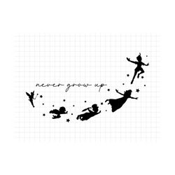 Never Grow Up Svg Png, Silhouette Fairy, Magic Castle Svg, Family Trip Svg, Never Land Svg, Silhouette Fairy Svg, Png Cr