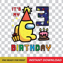 Among Us 3rd Birthday Boy Shirt PNG Digital Download