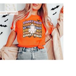 Spooky Vibes Shirt, Halloween T-Shirt, Spooky Season Tee, Cute Ghost Shirt, Halloween Party Tee, Spooky Women T-Shirt