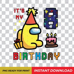 Among Us 8th Birthday Boy Shirt PNG Digital Download