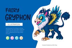 Fairy Cartoon Gryphon. T-Shirt, PNG, SVG.