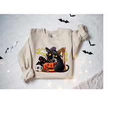 Halloween Sweatshirt,Cat Sweatshirt,Ghost Shirt,Halloween Sweater,Cool Halloween Cat Shirt,Cat Lover Tshirt,Black Cat Sh